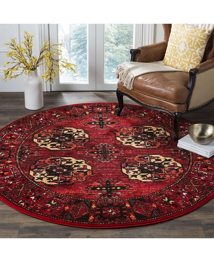 Safavieh Vintage Hamadan Red and Multi 6'7" x 6'7" Round Area Rug Macy's