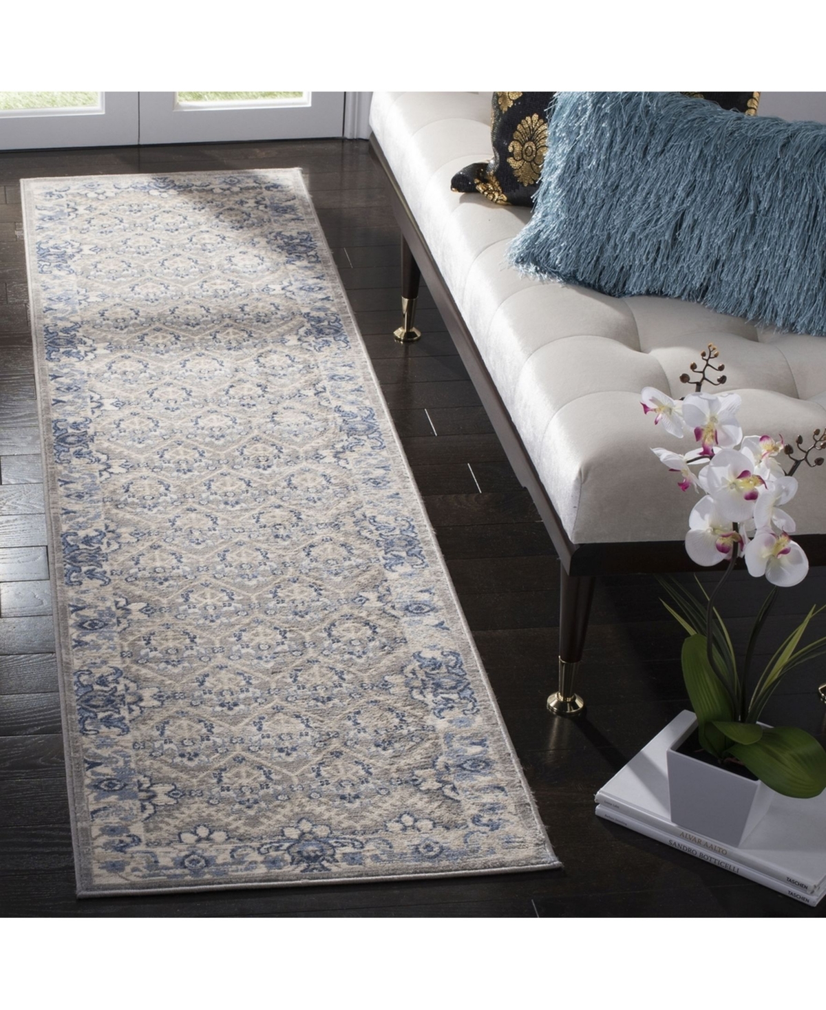 Safavieh Brentwood BNT810and Blue Rug - Light Grey