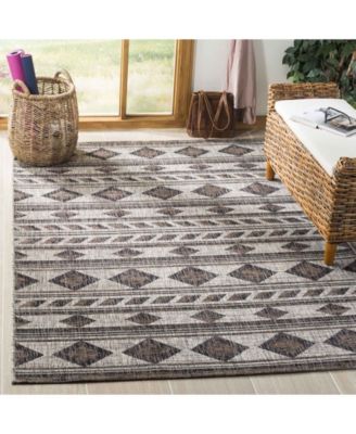 Courtyard CY8529 Gray and Black 5'3" x 7'7" Outdoor Area Rug