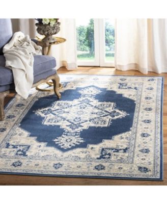 Brentwood BNT865 Navy and Creme 5'3" x 7'6" Area Rug