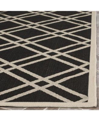 Courtyard CY6923 Black and Beige 5'3" x 7'7" Sisal Weave Outdoor Area Rug