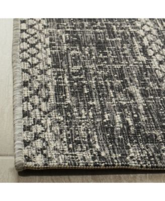 Courtyard CY8736 Light Gray and Black 5'3" x 7'7" Sisal Weave Outdoor Area Rug