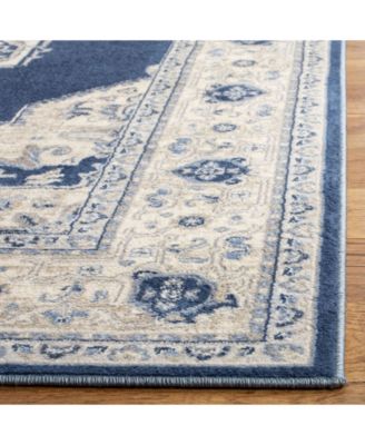 Brentwood BNT865 Navy and Creme 5'3" x 7'6" Area Rug