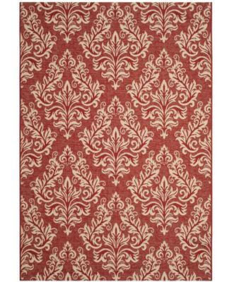 Courtyard CY6930 Red and Creme 5'3" x 7'7" Outdoor Area Rug