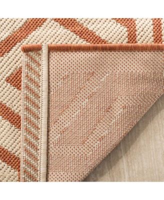 Courtyard CY6113 Beige and Terracotta 5'3" x 7'7" Sisal Weave Outdoor Area Rug