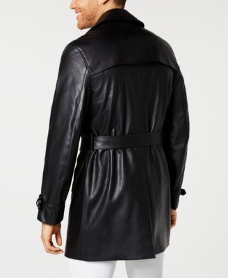 INC International Concepts INC Men's Faux Leather Trench Coat, Created for Macy's