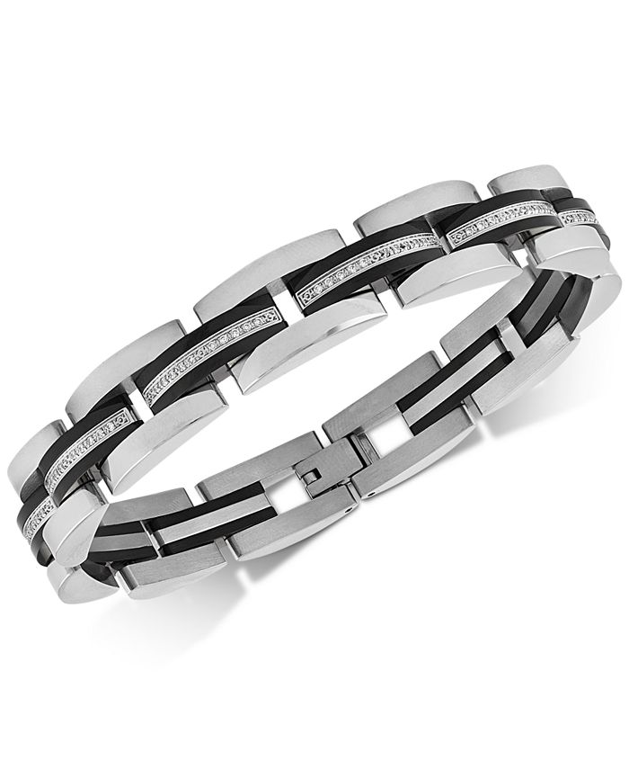 Esquire Men's Jewelry Diamond Link Bracelet (1/2 ct. t.w.) in Stainless