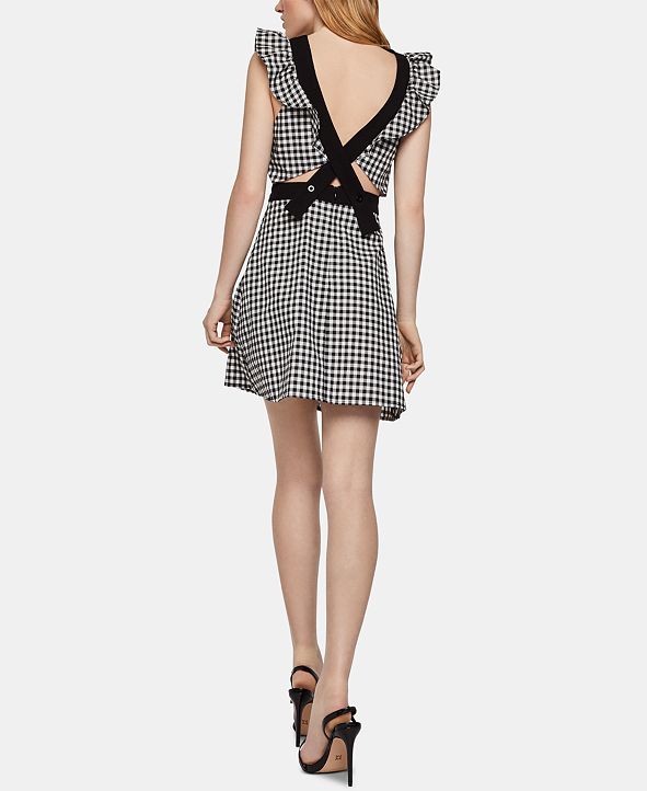 BCBGeneration Women's Gingham Wrap Dress Yellow Size Medium