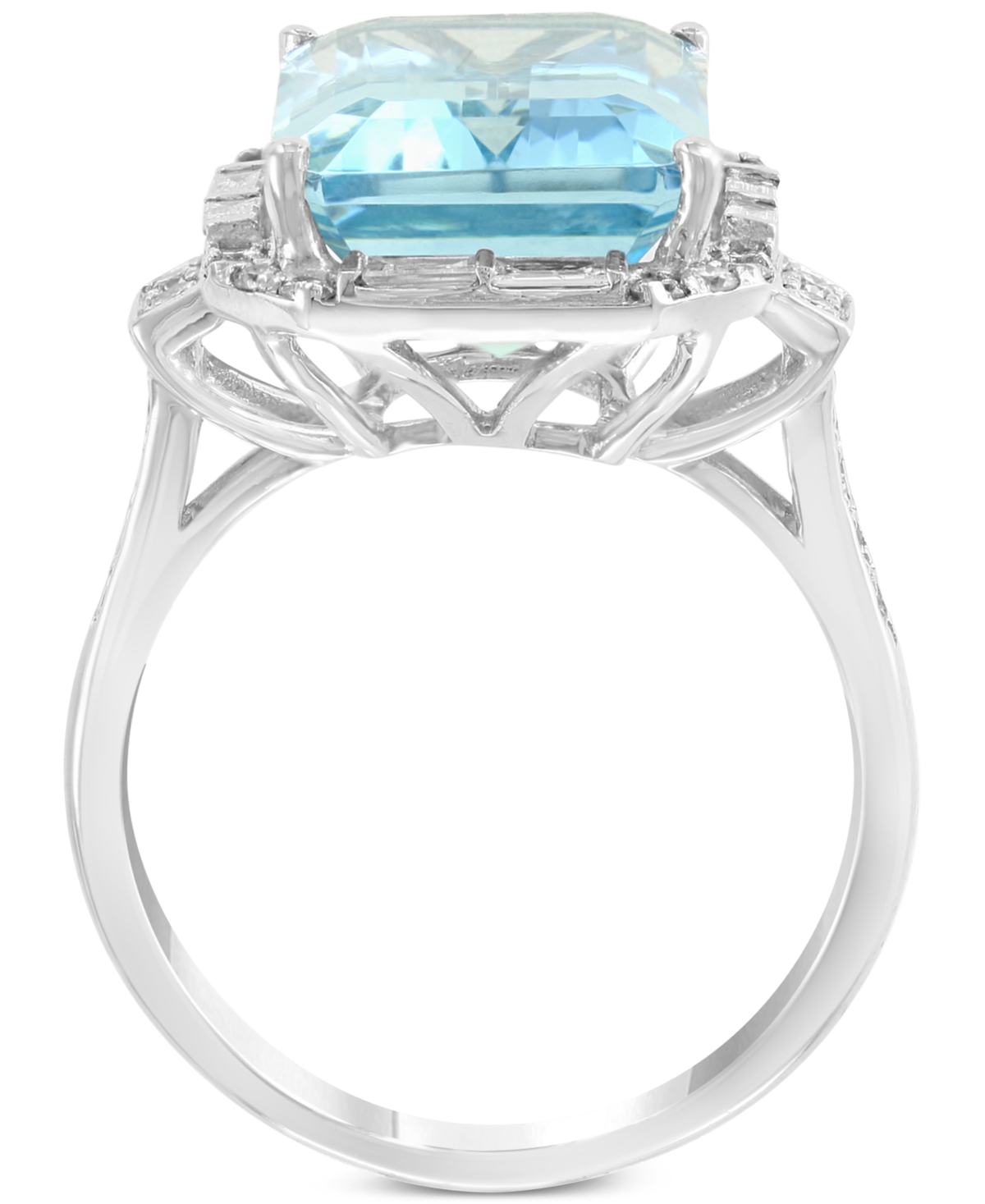 Effy(6-7/8 ct. t.w.) & Diamond (1/2 ct. t.w.) Ring in 14k White Gold - Aquamarine