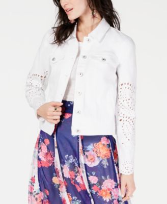 INC International Concepts - Embroidered Eyelet Denim Jacket
