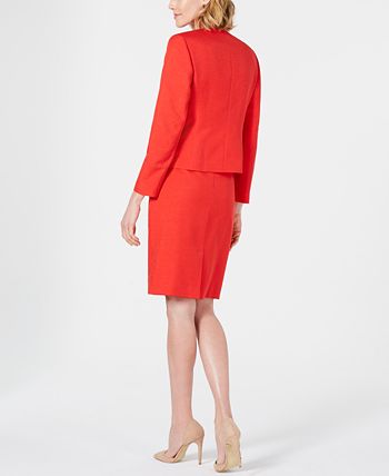 Button Zipper Pleated Suit Skirt