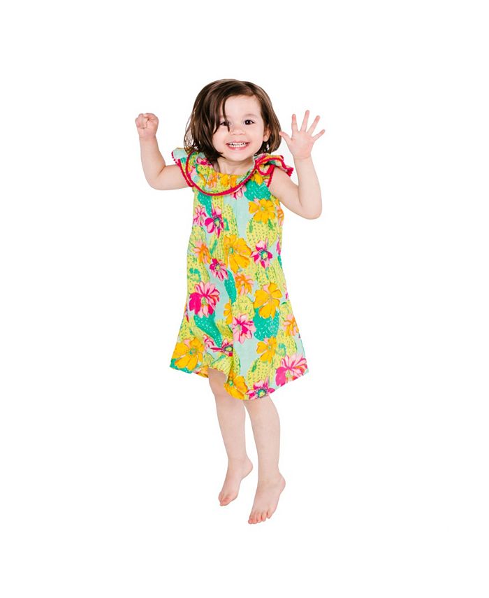 Masala Baby Girls Flutter Dress Cactus Floral - Macy's