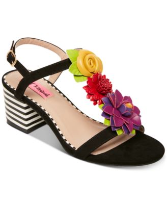 betsey johnson rose flower wood clog sandals