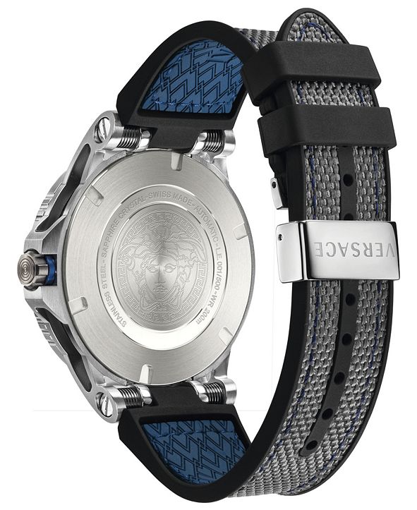 Versace Men's Swiss Sport Tech Black Rubber Strap Watch 45mm & Reviews