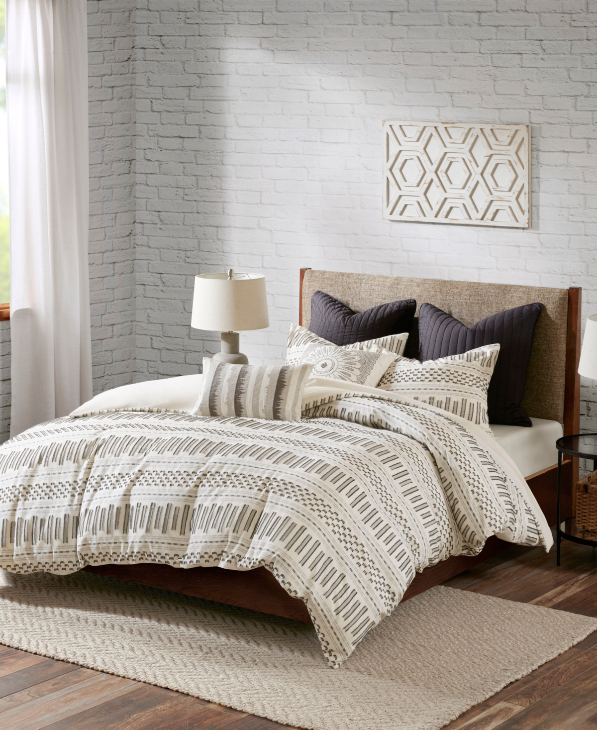Ink+ivy Rhea Jacquard 3-pc. Duvet Cover Set, King/california King In Ivory/charcoal