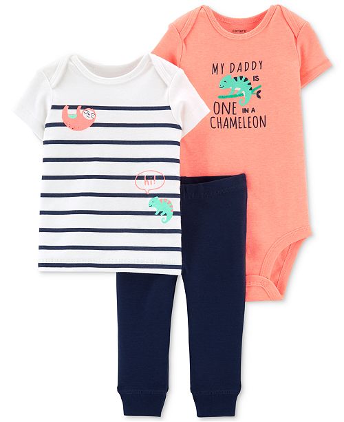 Carter S Baby Boys 3 Pc Chameleon Bodysuit T Shirt Jogger