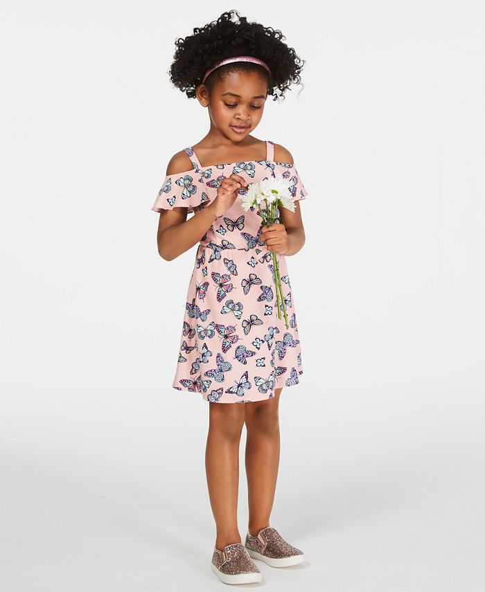 Epic Threads Super Soft Little Girls Butterfly Print Cold Shoulder