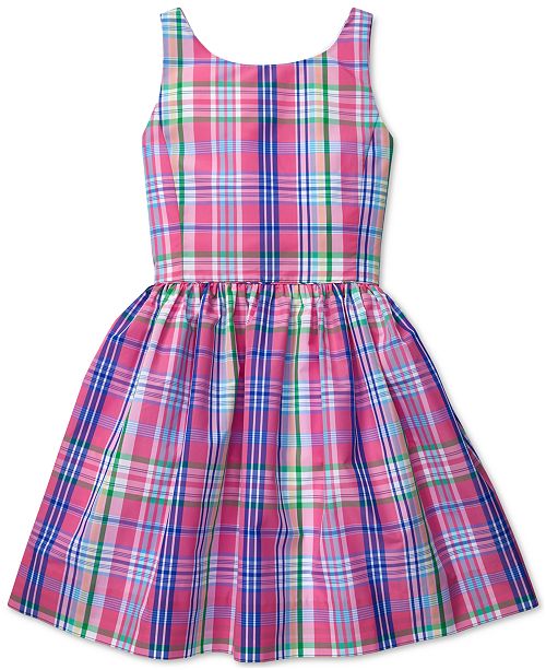 Polo Ralph Lauren Big Girls Plaid Fit & Flare Dress, Created for Macy's & Reviews Dresses