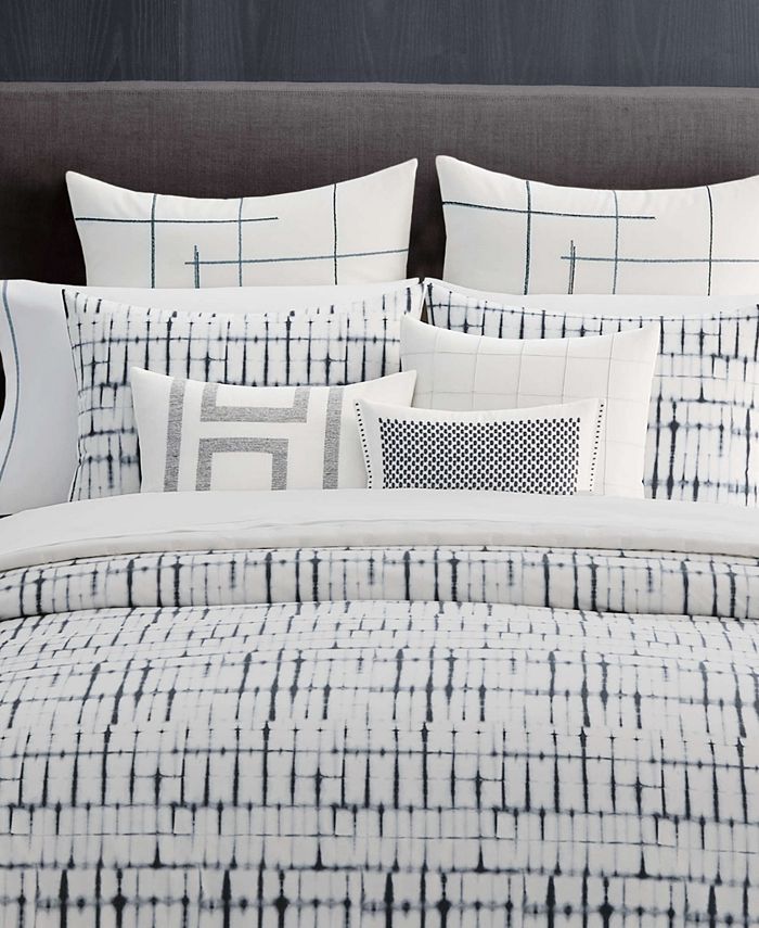 Vera Wang Shibori Grid White Zig Zag Grid European Sham Macy's