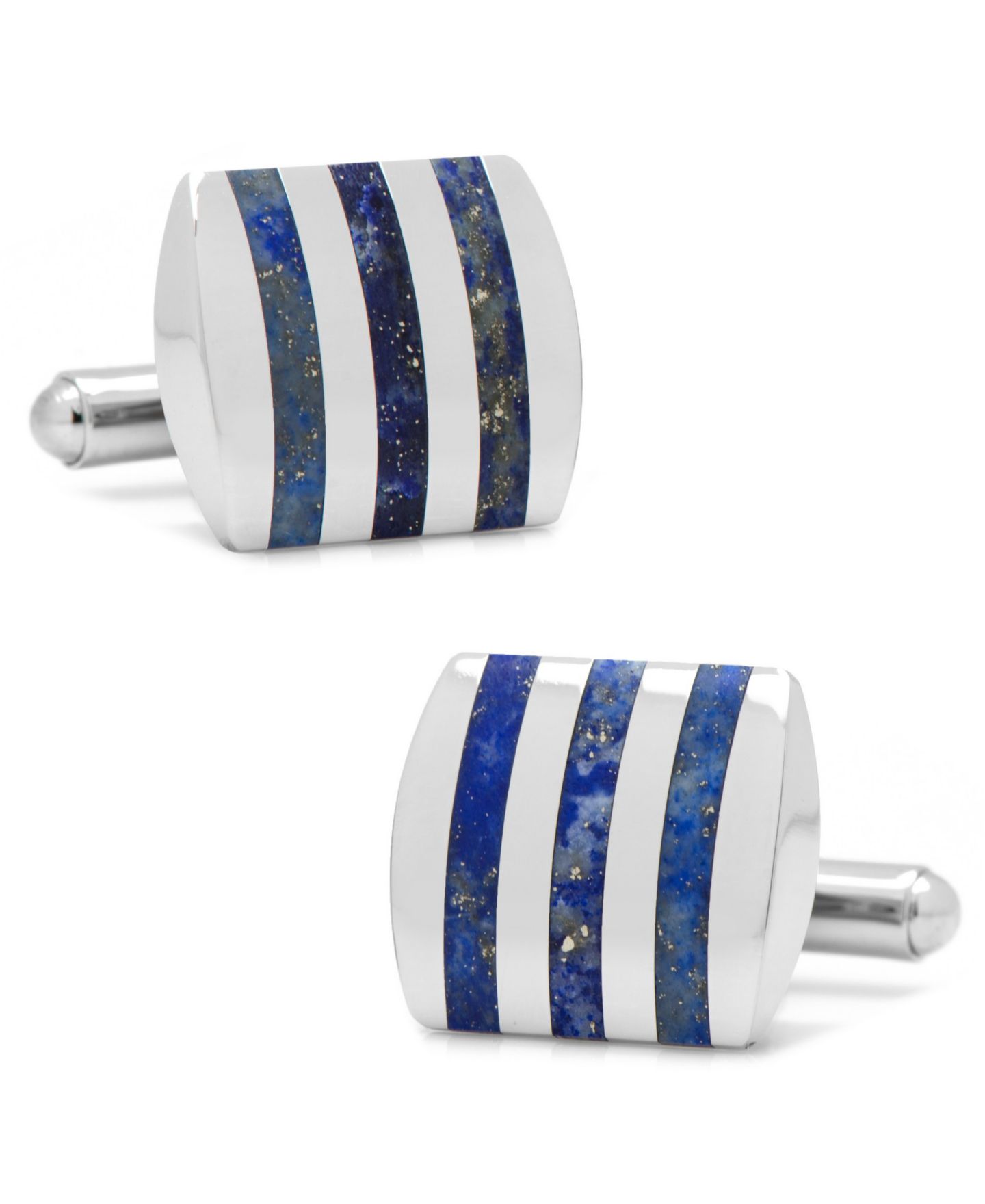 Мужские запонки Cufflinks Inc. Stainless Steel Striped Lapis Cufflinks — фото 1