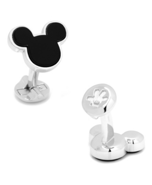 Cufflinks, Inc Sterling And Onyx Mickey Mouse Cufflinks In Black