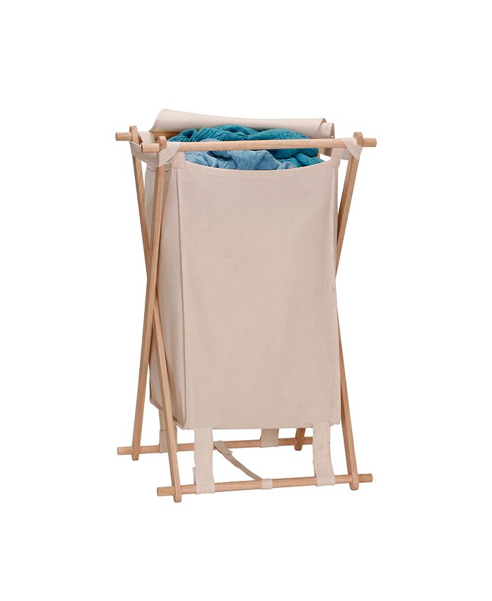 Household Essentials Collapsible Wood X-Frame Laundry Hamper - Macy's