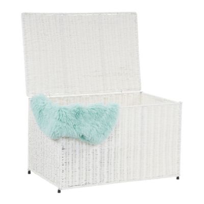 Large Wicker storage Chest, White 