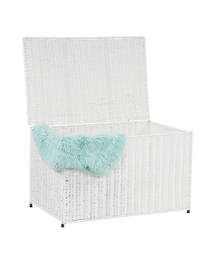 Household Essentials Large Wicker storage Chest, White Macy's