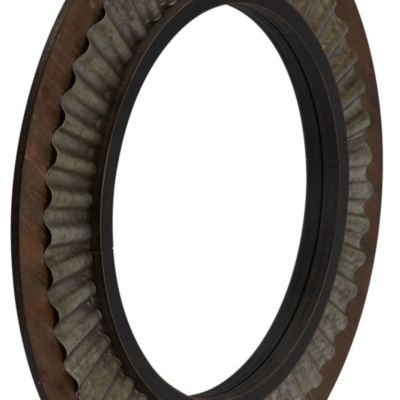 Wood Framed Sunburst Metal Mirror