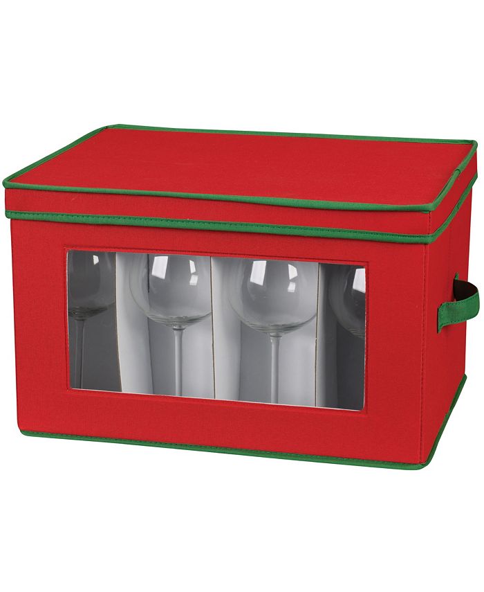 Household Essentials Holiday Stemware Balloon Wine Glass Storage Box