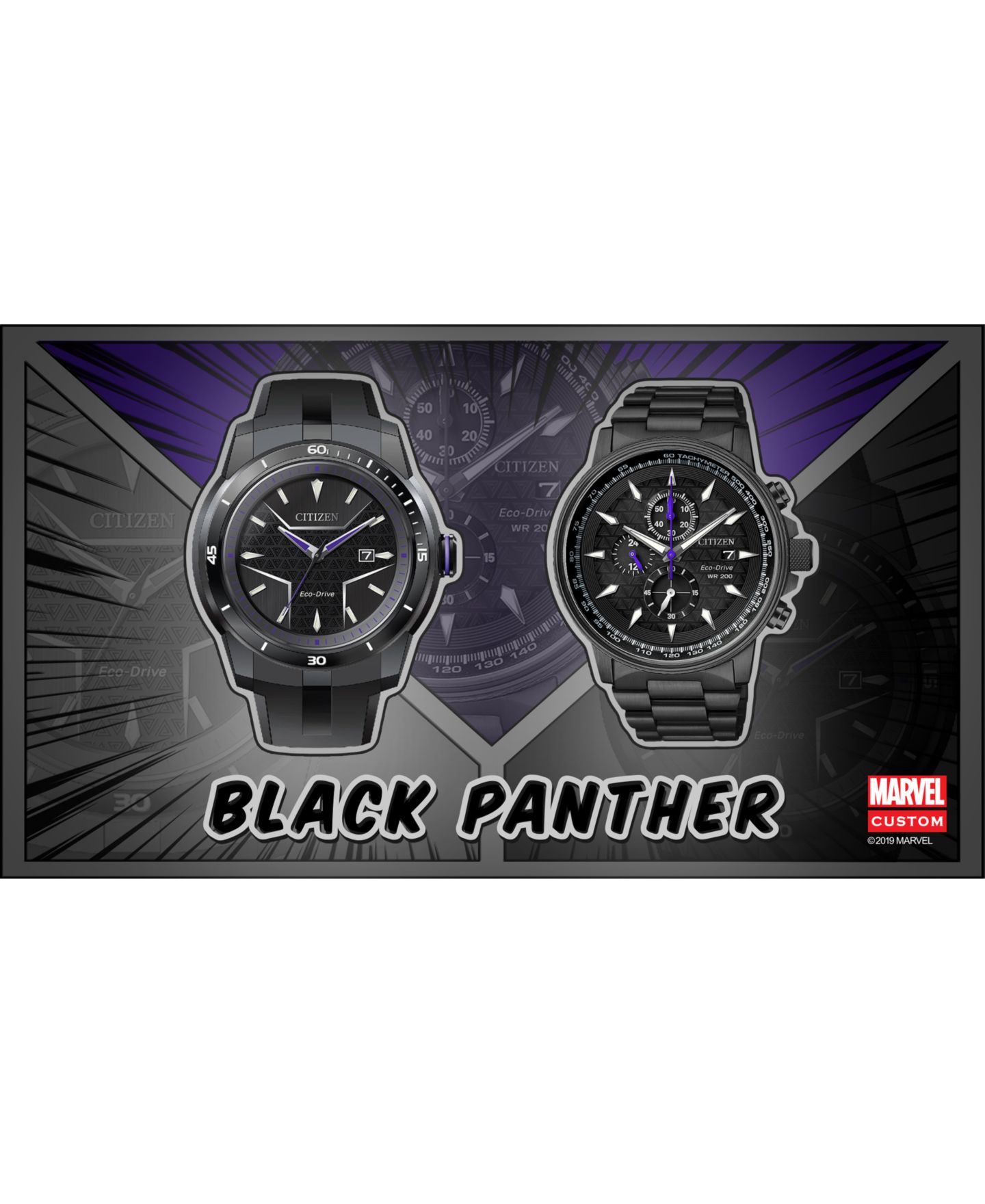 Женские часы Citizen Black Panther Chronograph Black Bracelet Watch 42mm — фото 6