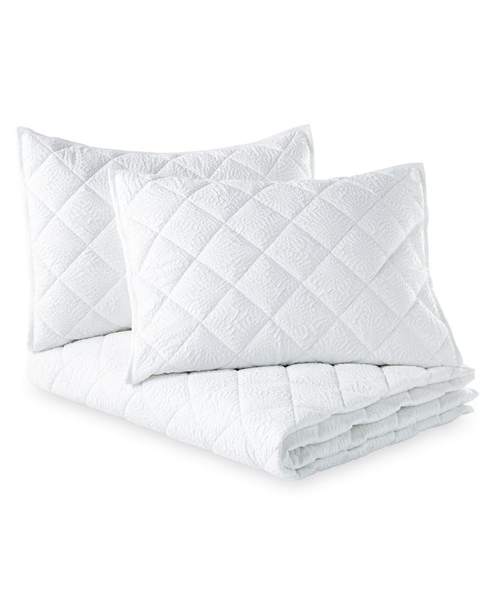CHF Microsculpt Solid Mosaic King Quilt Set white Macy's