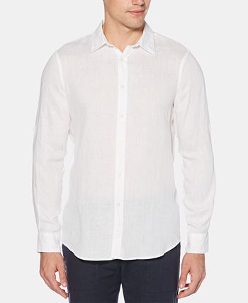 Perry Ellis Men's Solid Linen Roll Sleeve Shirt - Macy's