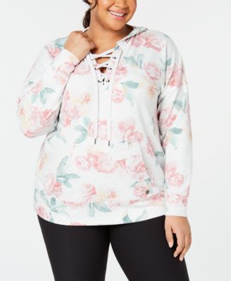Ideology - Plus Size Printed Lace-Up Hoodie