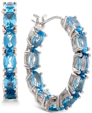 image of Blue Topaz (5-1/3 ct. t.w.) Hoop Earrings in Sterling Silver