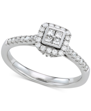 image of Diamond Cluster Engagement Ring (3/8 ct. t.w.) in 14k White Gold