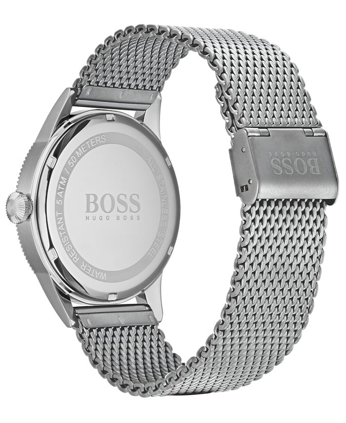 BOSS Men's Legacy Stainless Steel Mesh Bracelet Watch 44mm & Reviews ...