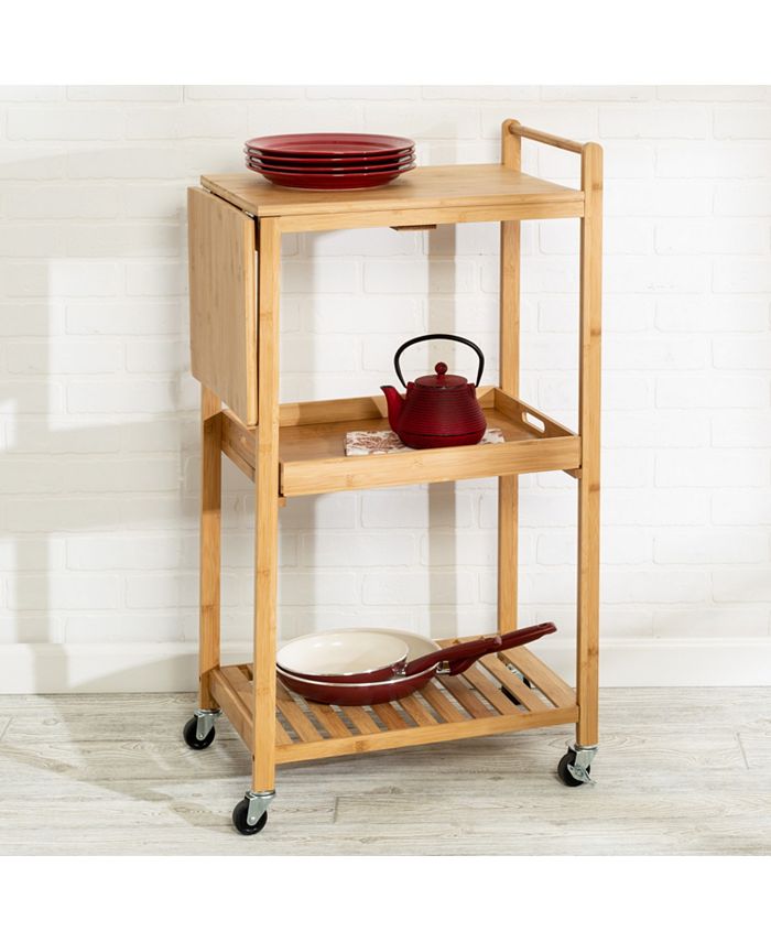 Honey Can Do 38" Bamboo Rolling Kitchen Cart Macy's
