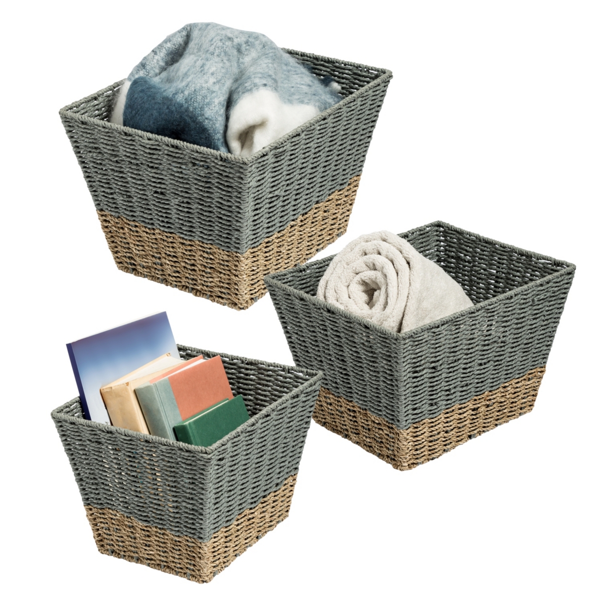 Set of 3 Square Nesting Seagrass Baskets
