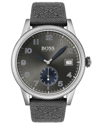 BOSS Men's Legacy Gray Fabric Strap Watch 44mm