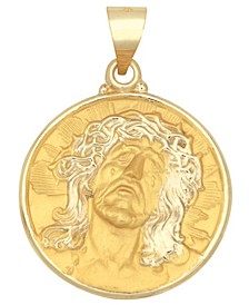 Christ Head Medal Pendant in 14k Yellow Gold