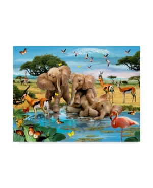 Trademark Global Howard Robinson 'three Elephants' Canvas Art In Multi