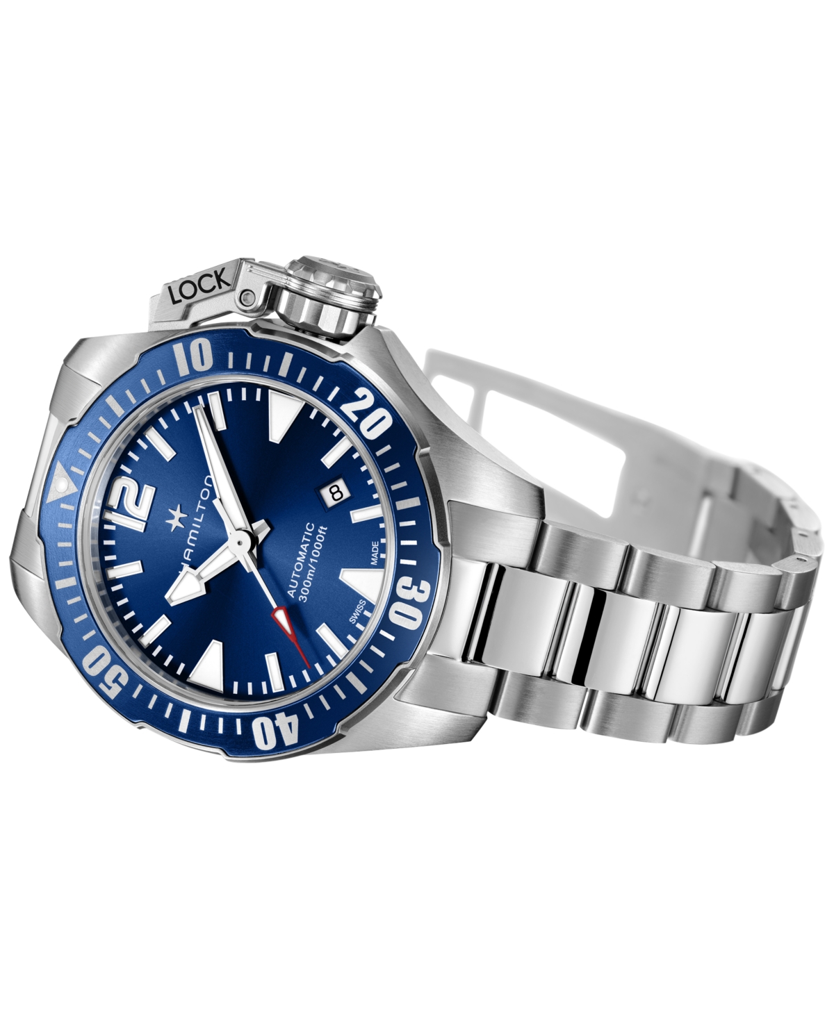 Hamilton Khaki Navy Frogman Automatic Blue Dial Mens Watch H77705145 In Blue