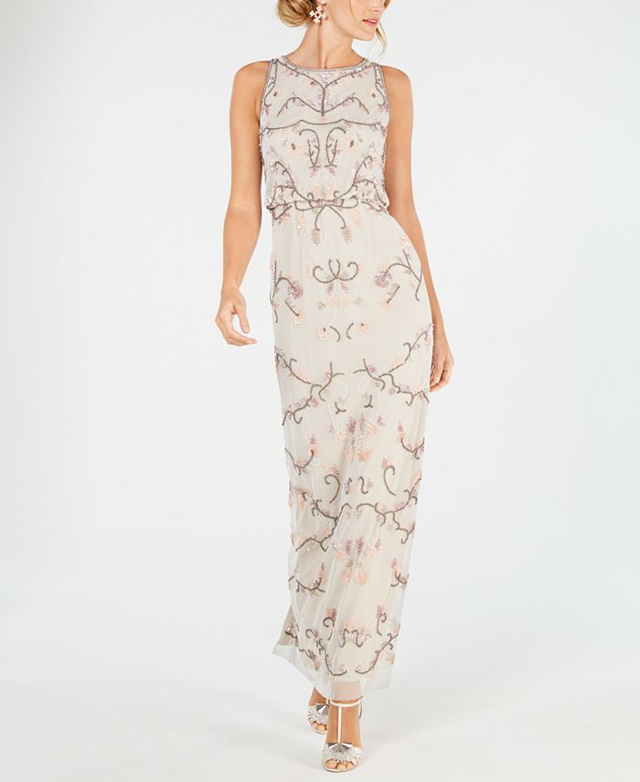 Adrianna Papell Blouson Beaded Gown & Reviews - Dresses - Women - Macy's