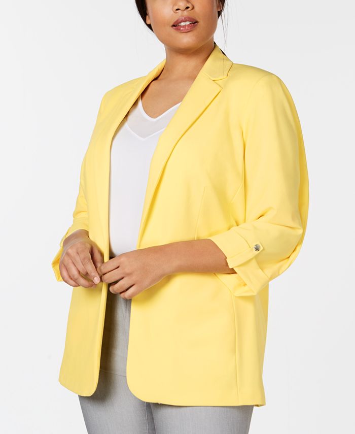 Calvin Klein Plus Size Roll Tab Jacket Macy s
