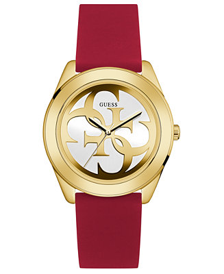 GUESS Women's Red Silicone Strap Watch 40mm - Macy's