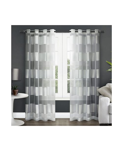 Exclusive Home Navaro Striped Sheer Grommet Top Curtain Panel Pair