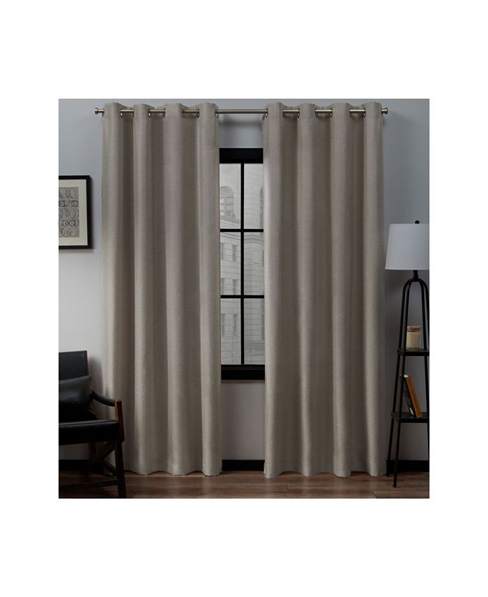 Exclusive Home Loha GT Coppia Tende Con Occhielli, Effetto Lino, Perla Nera, 137x244 Cm L'una, Filtrano La Luce, 8 Occhielli Argento