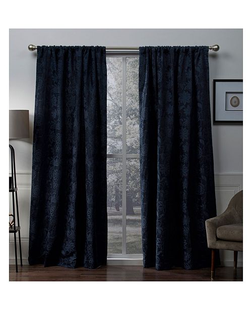Exclusive Home Elle Chenille Floral Scroll Woven Blackout Rod