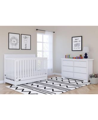 Hadley 5-in-1 Convertible Crib with Drawer (White) –Crib with Drawer Combo